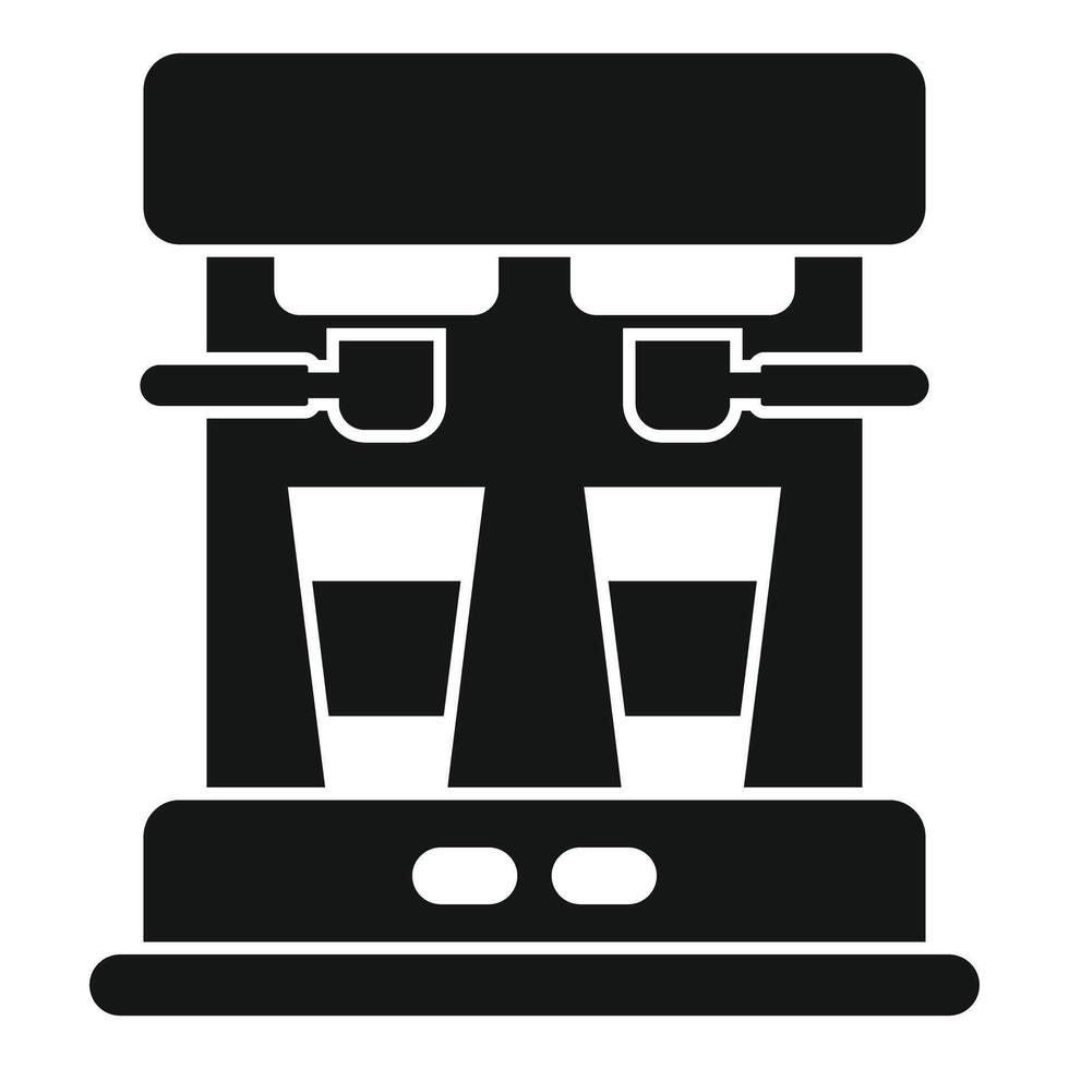 Double coffee machine making two cups of coffee vector