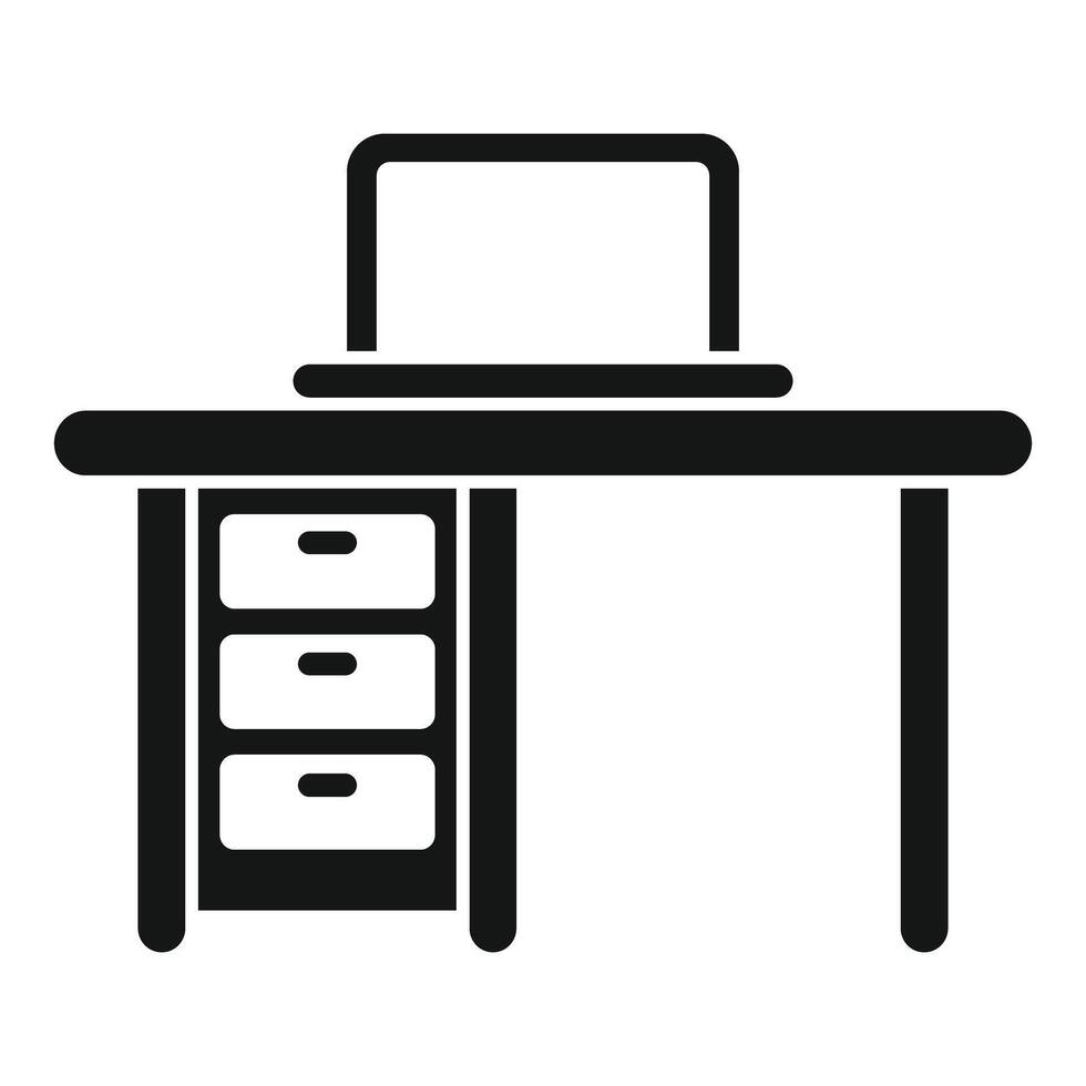 Laptop standing on modern office desk with drawers vector