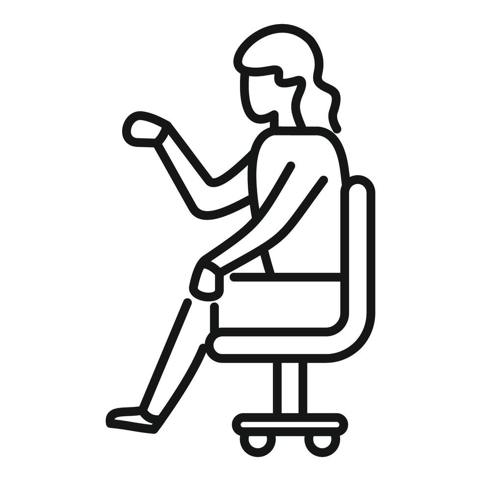 Office worker sitting on chair and pointing with hand vector