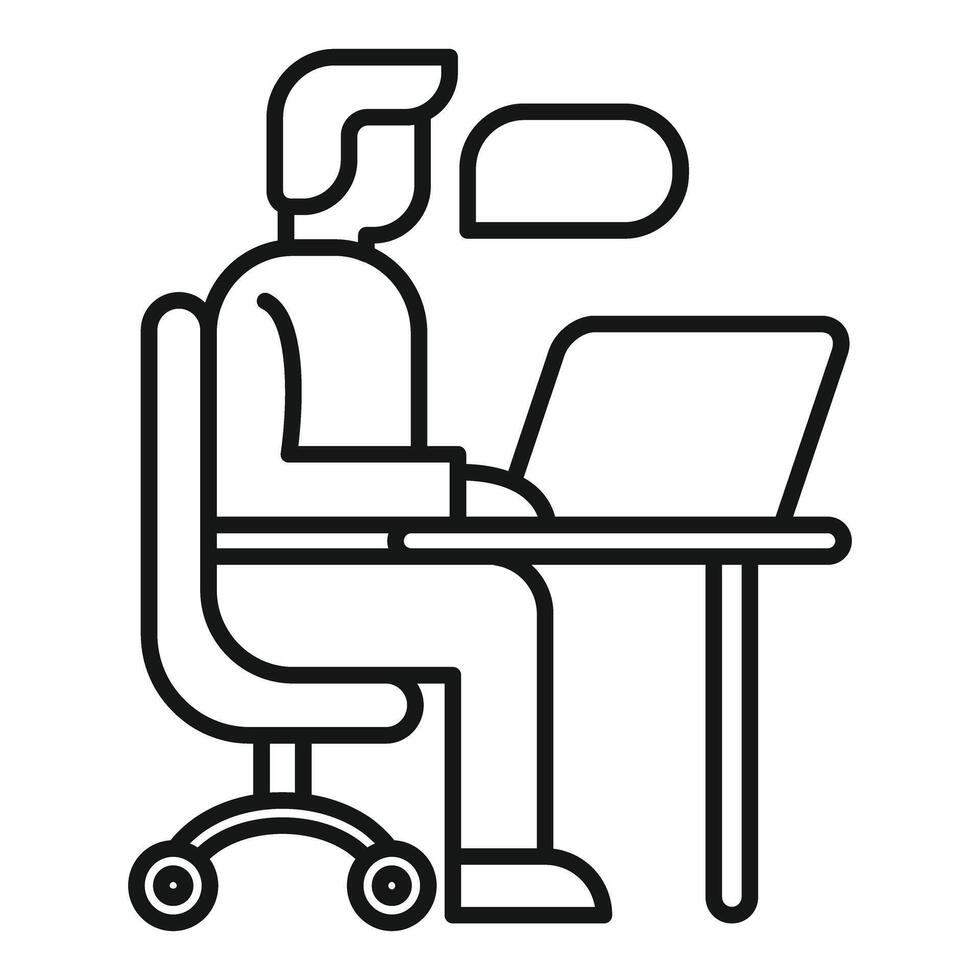 Office worker talking and working on laptop at desk vector