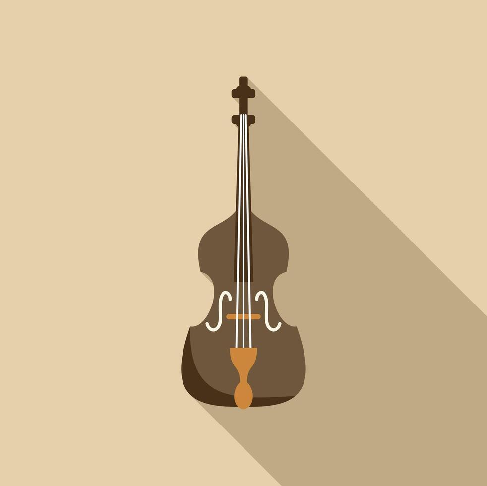 Double bass casting long shadow on beige background vector