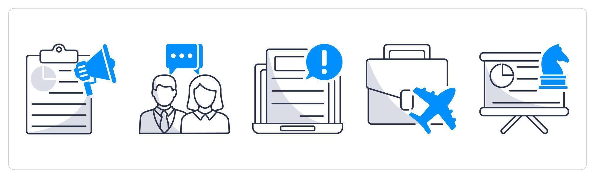 A set of 5 business icons as business marketing, business communication, business information vector