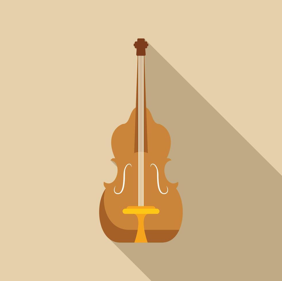 Large double bass showing its strings and bridge on beige background vector