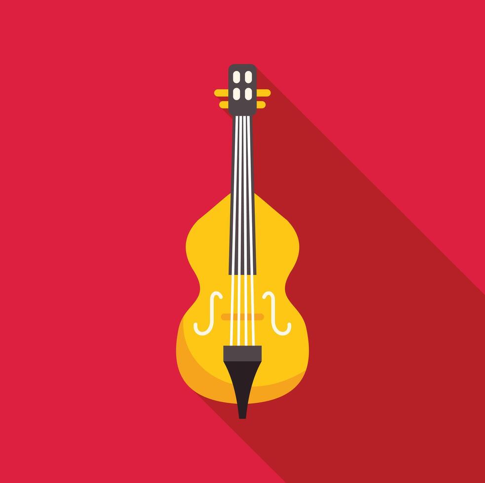 Yellow contrabass representing classical music on red background vector