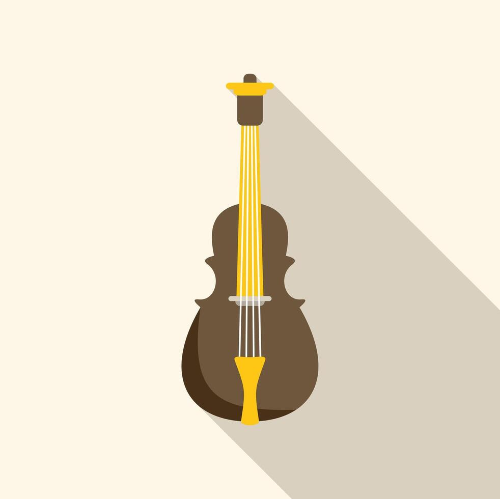 Brown cello with yellow strings and tuning pegs creating music vector