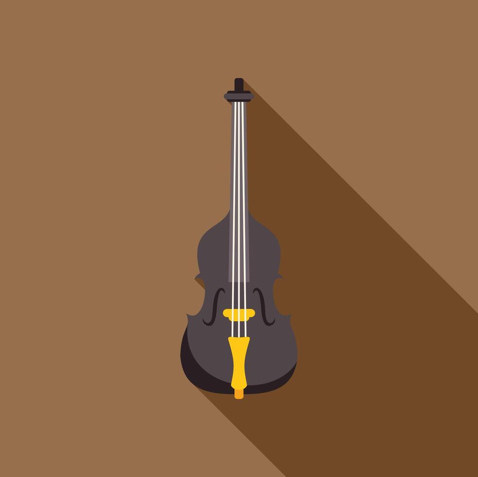 Double bass with long shadow on brown background vector