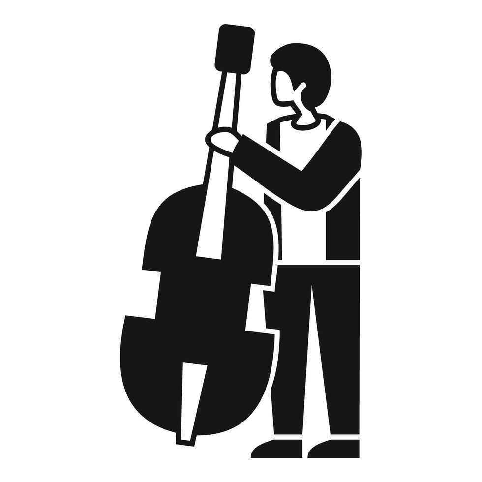 Musician playing contrabass in orchestra performance vector