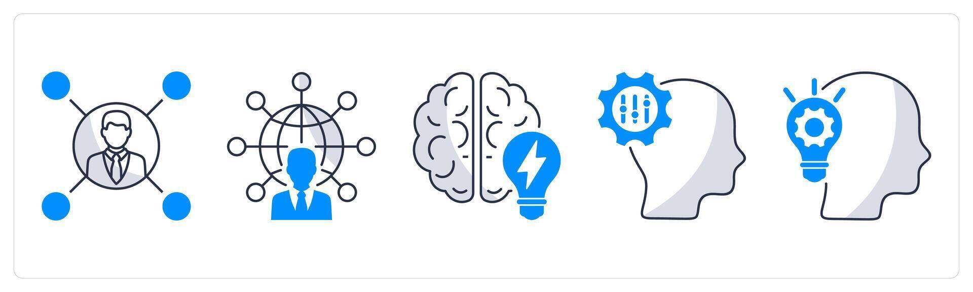 A set of 5 business icons as affiliate business, communication and network, brainstorming vector