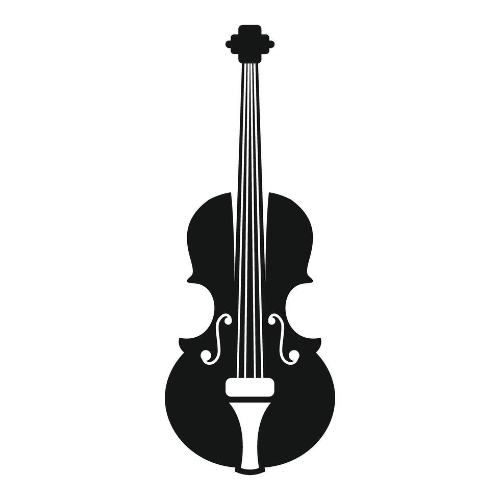 Black silhouette of a cello standing on white background vector