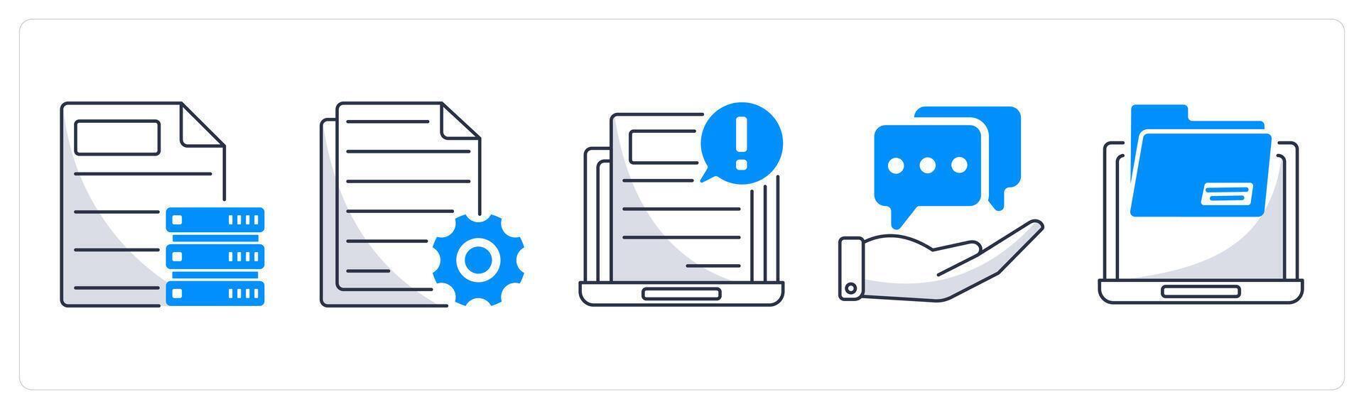 A set of 5 business icons as business data, content development, business information vector