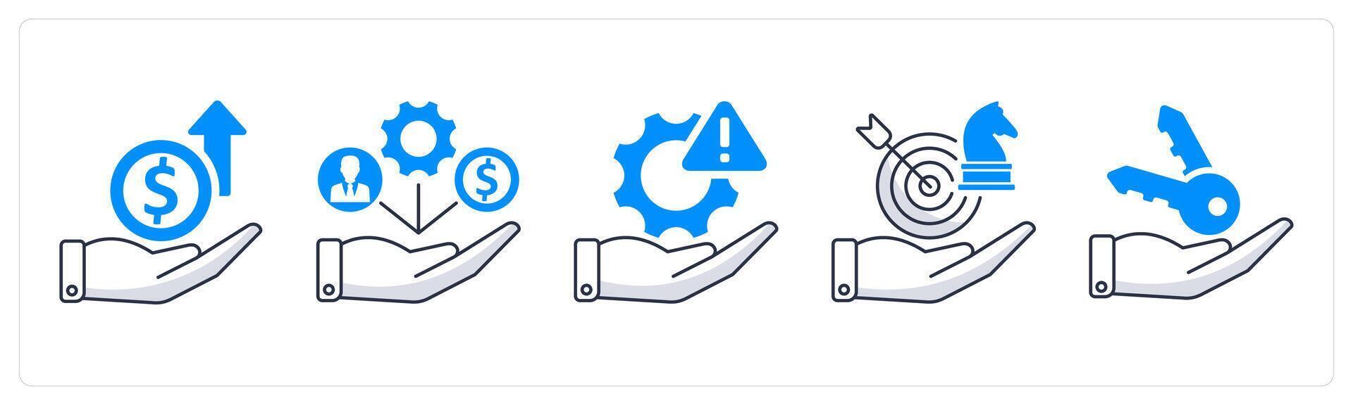 A set of 5 business icons as expenses, resource allocation, risk management vector