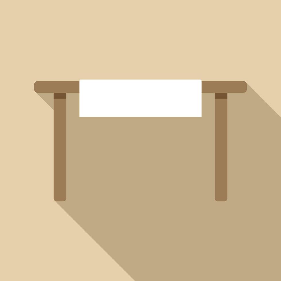Wooden table with white tablecloth covering part of the surface vector