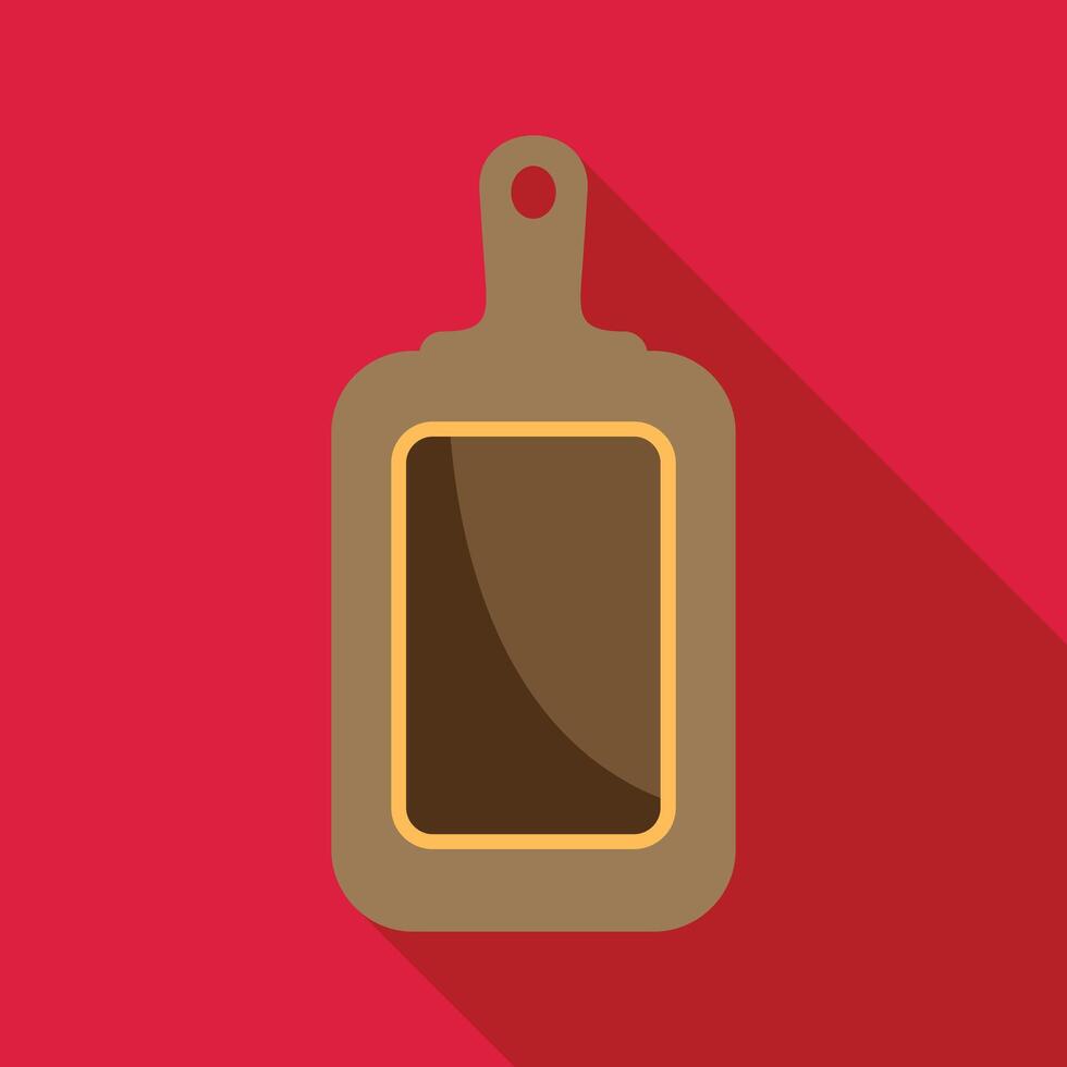 Wooden cutting board on red background with long shadow vector