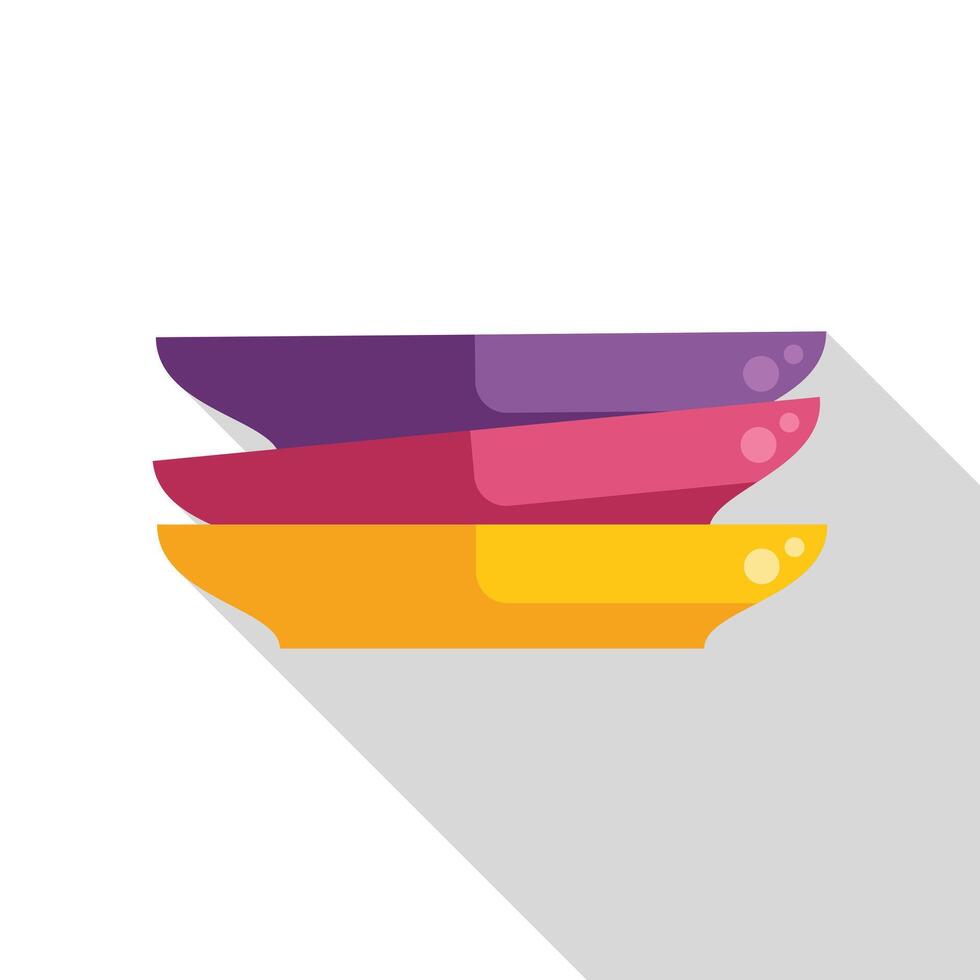 Stack of colorful empty plates with long shadow vector