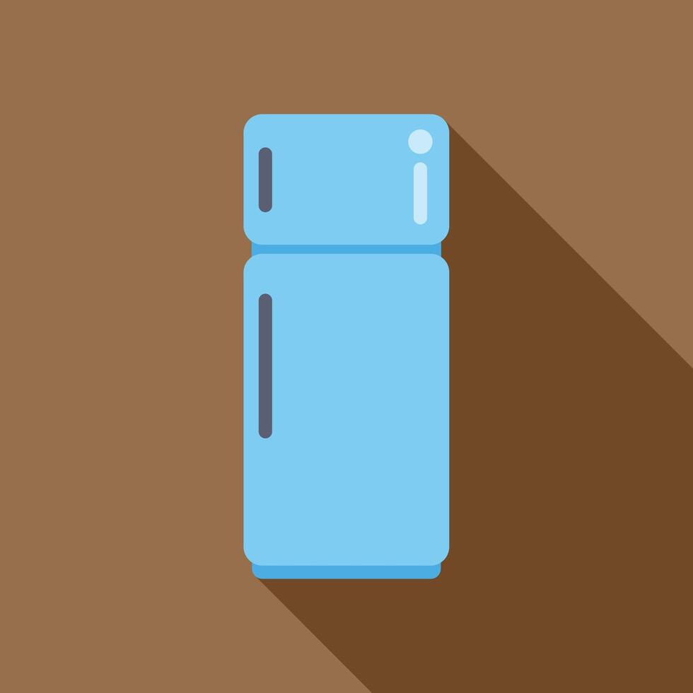 Light blue refrigerator preserving fresh food with long shadow vector