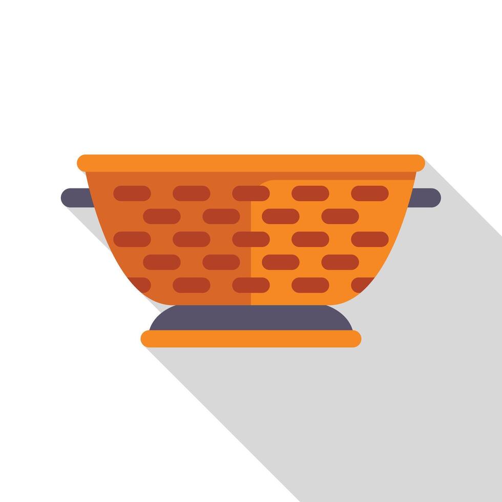 Orange plastic colander with handles and stand for draining food vector