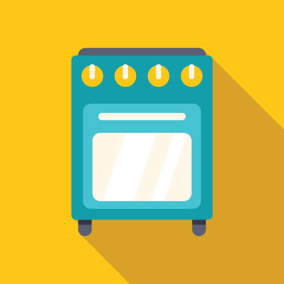 Modern kitchen stove with four burners and oven on yellow background vector