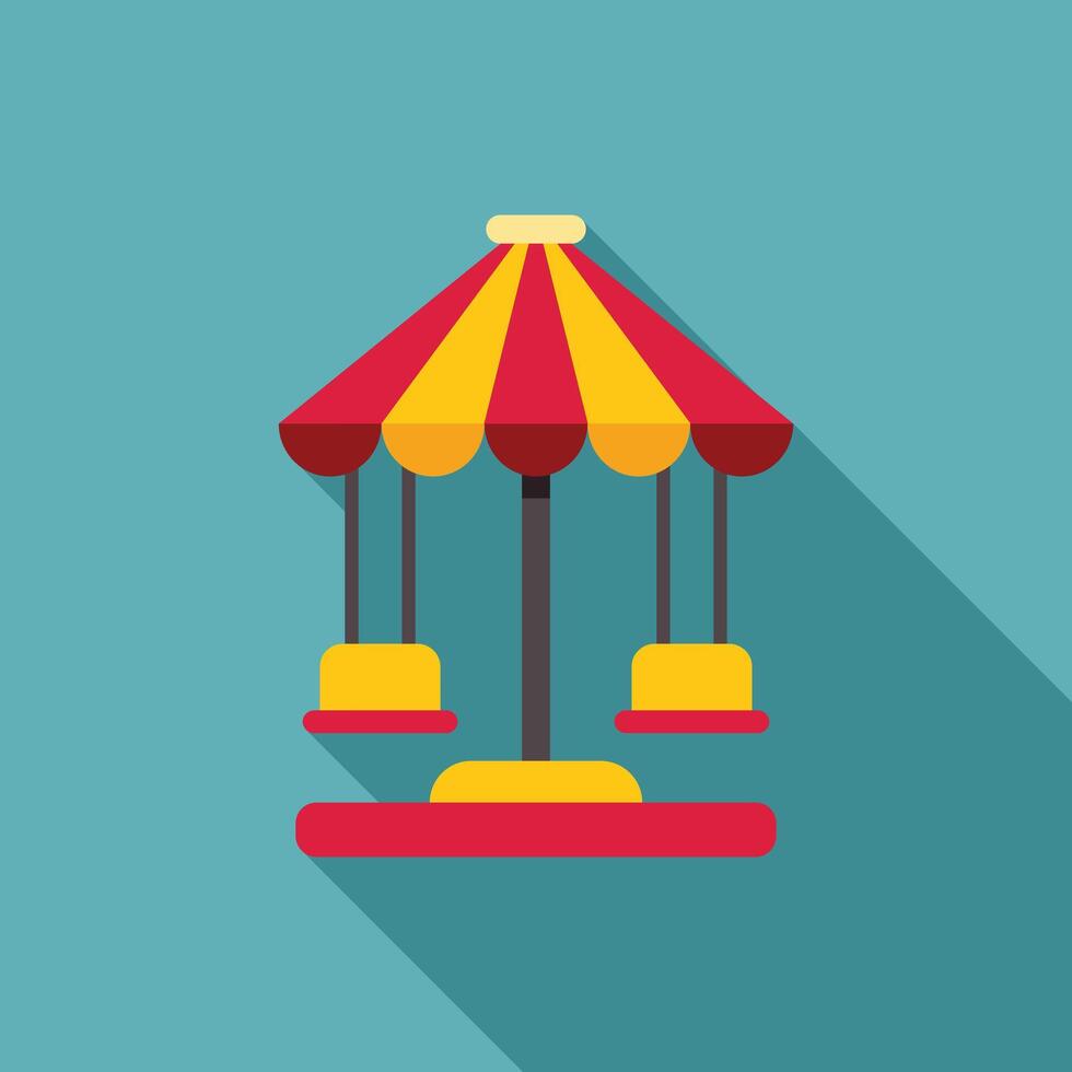 Swing ride spinning in amusement park with long shadow vector