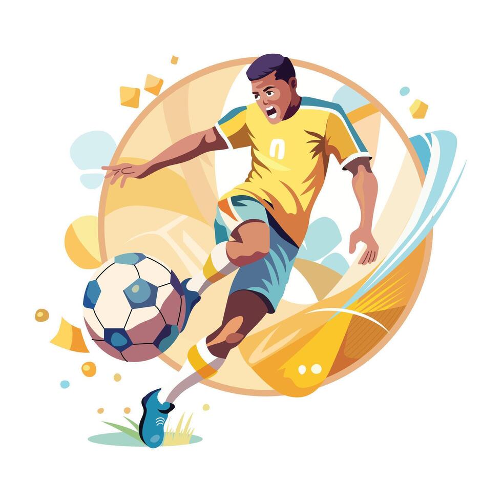 A man kicked a football, a flat style illustration vector
