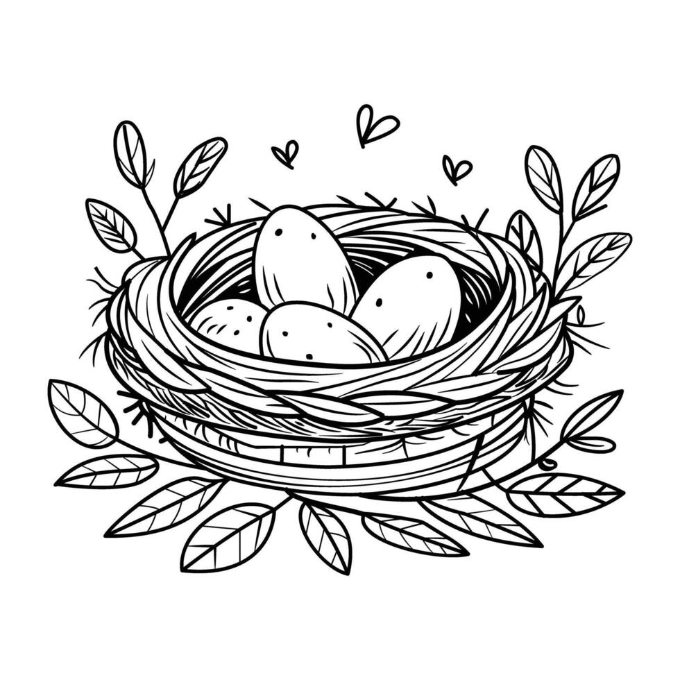 Easter eggs in nest illustration vector