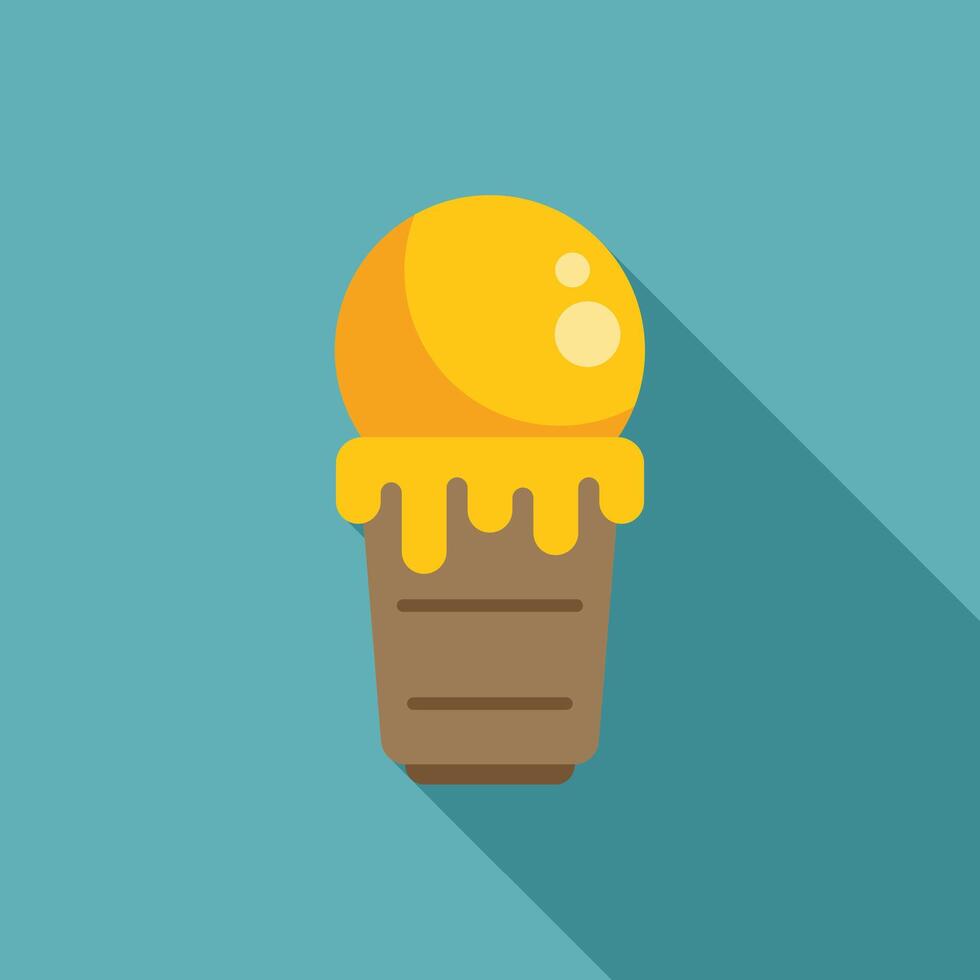 Delicious mango ice cream melting on a waffle cone vector