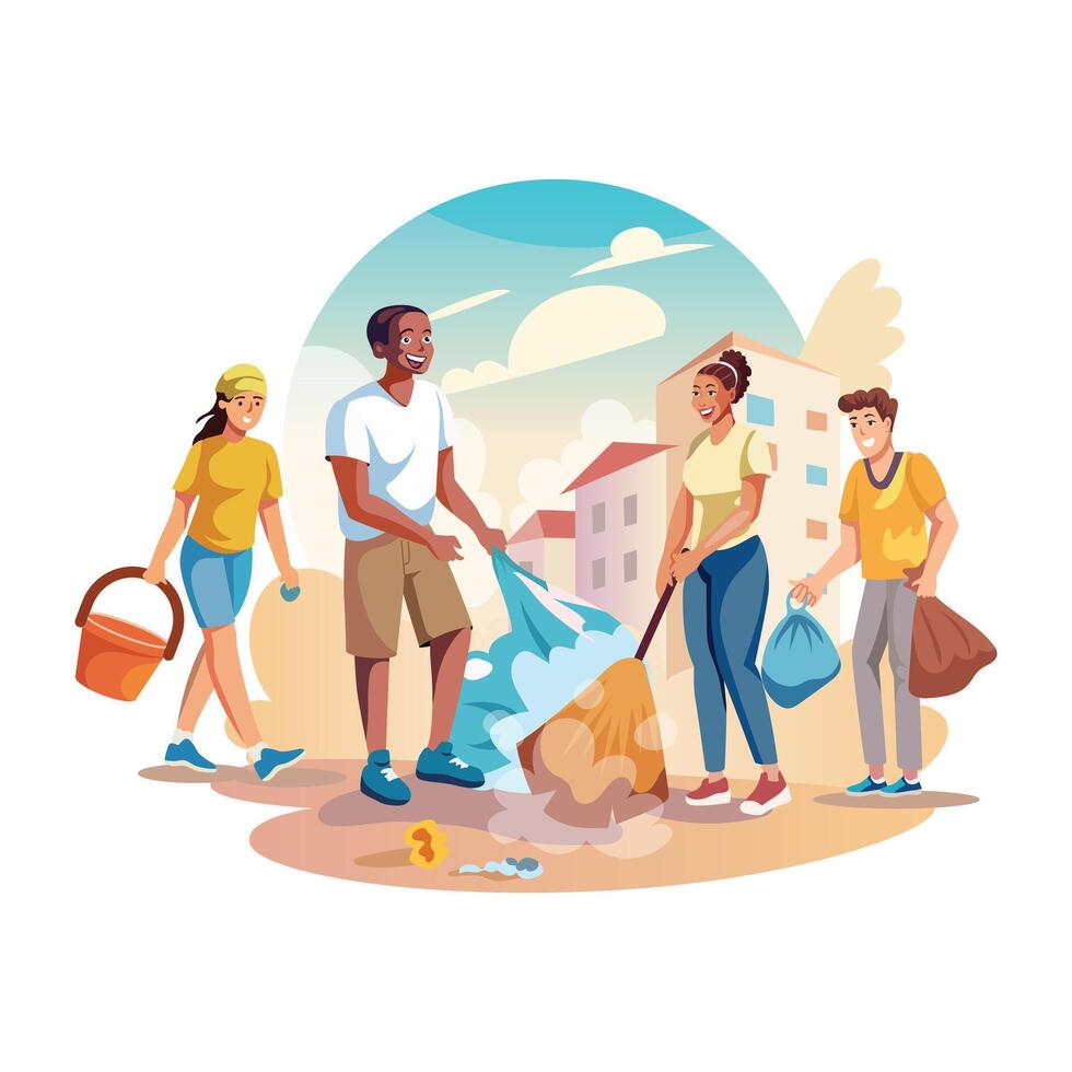 Daily Lifestyle Flat Style Illustrations vector