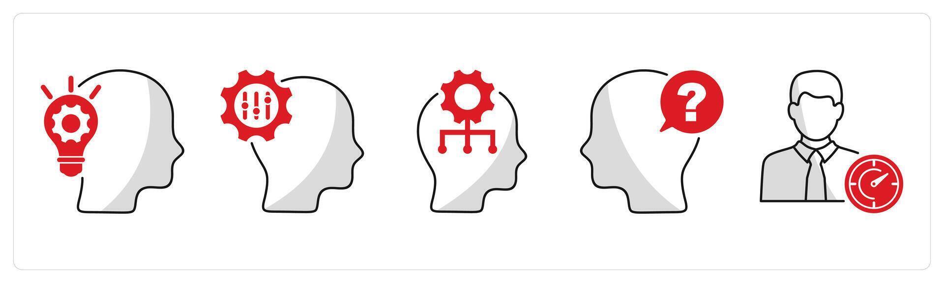 A set of 5 business icons as creativity, adaptability, critical thinking vector
