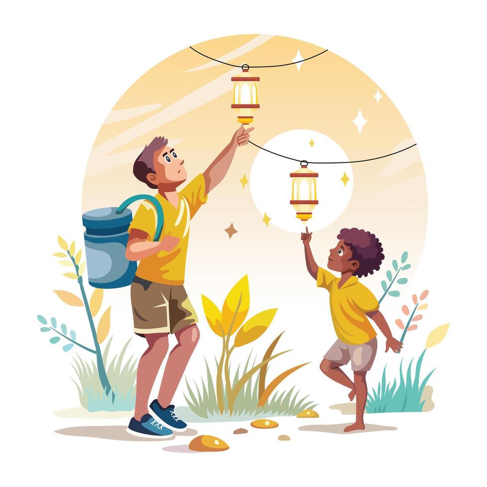 Joyful Activities Flat Style Illustrations vector