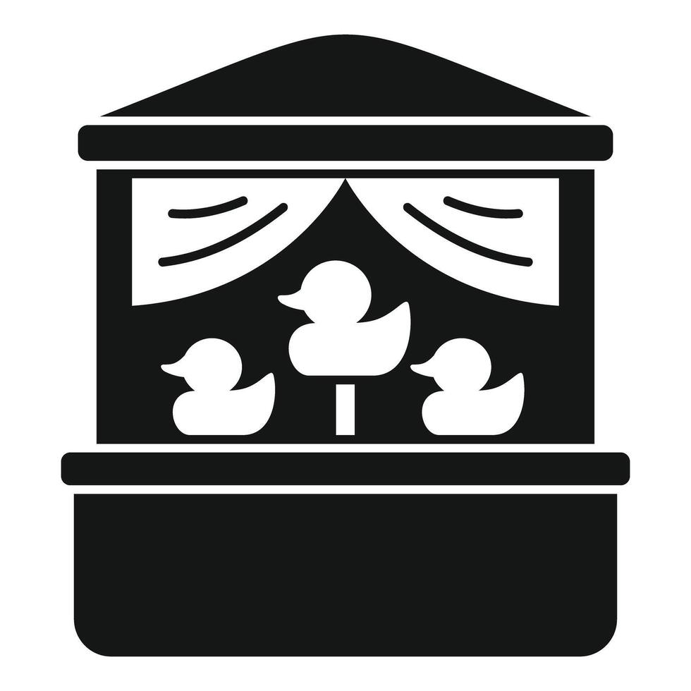 Shooting gallery with rubber ducks at the funfair, catching ducks at amusement park vector
