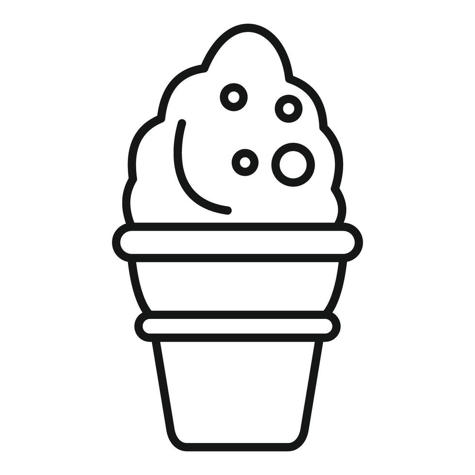 Ice cream cone with topping, refreshing summer treat in minimalist line art style vector
