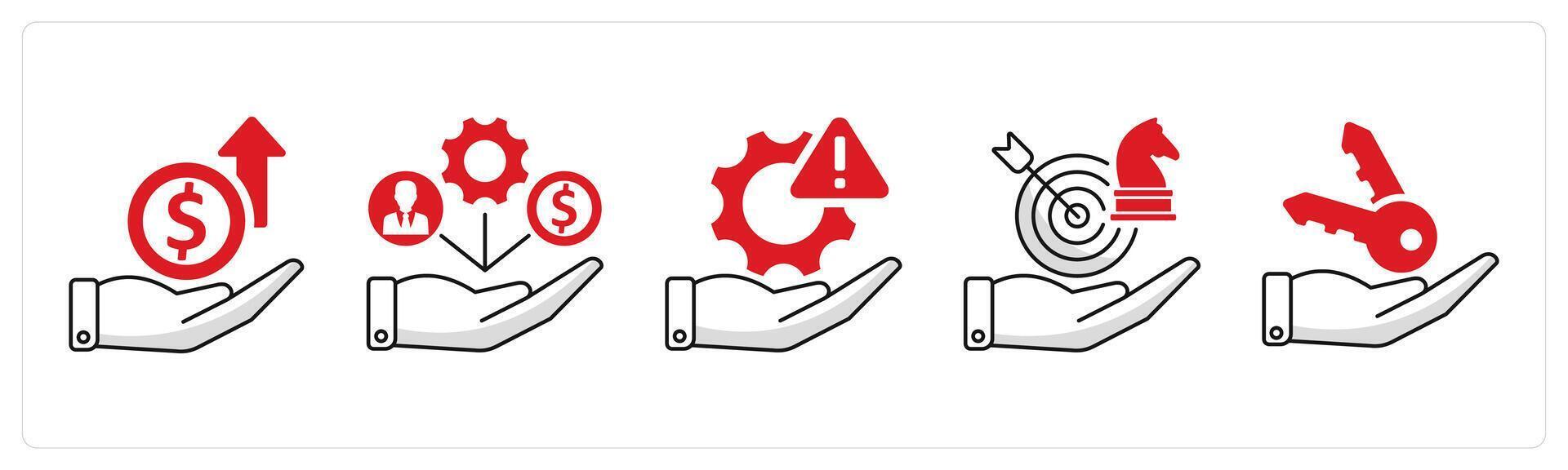 A set of 5 business icons as expenses, resource allocation, risk management vector