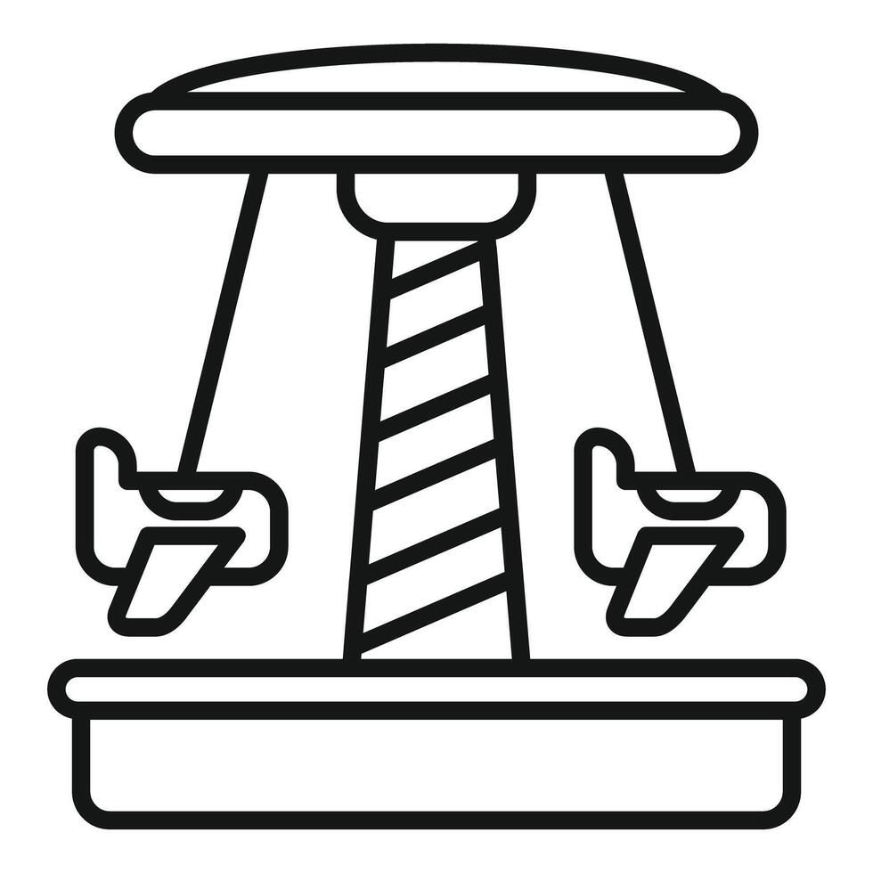 Carousel swing ride with airplane seats spinning in amusement park vector