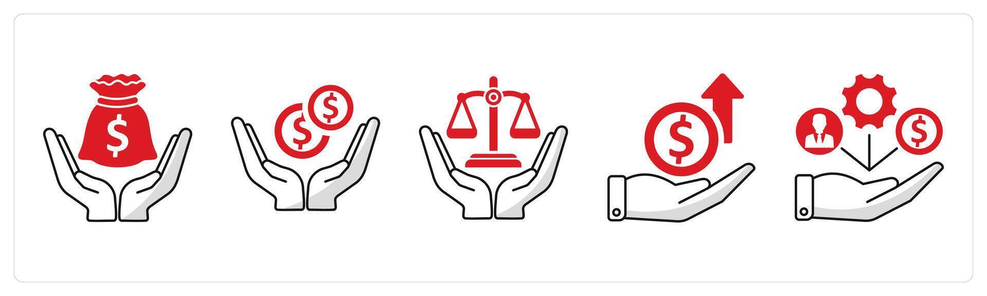 A set of 5 business icons as saving money, savings, business ethics vector