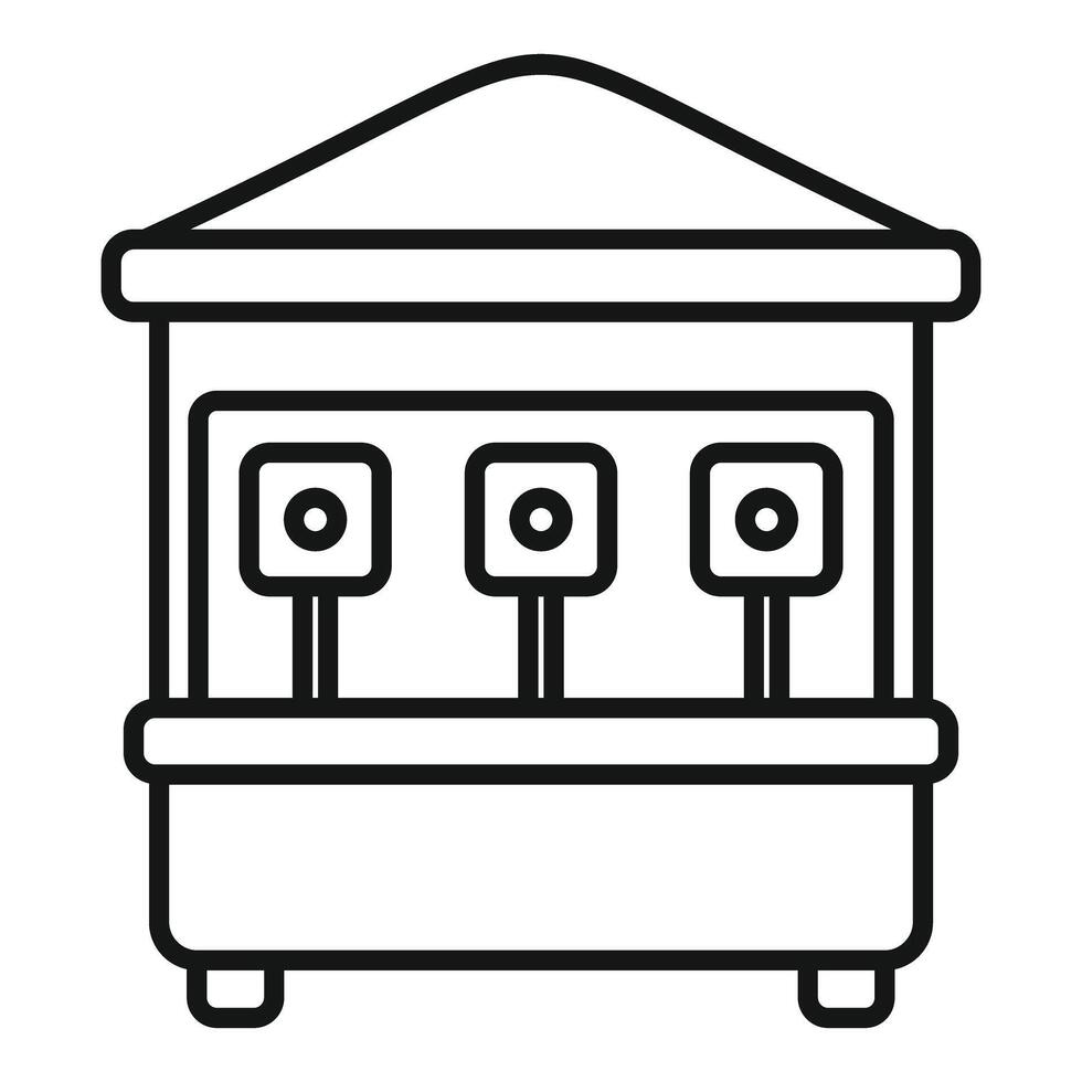 Shooting gallery with three targets offering entertainment and fun activities in amusement park vector