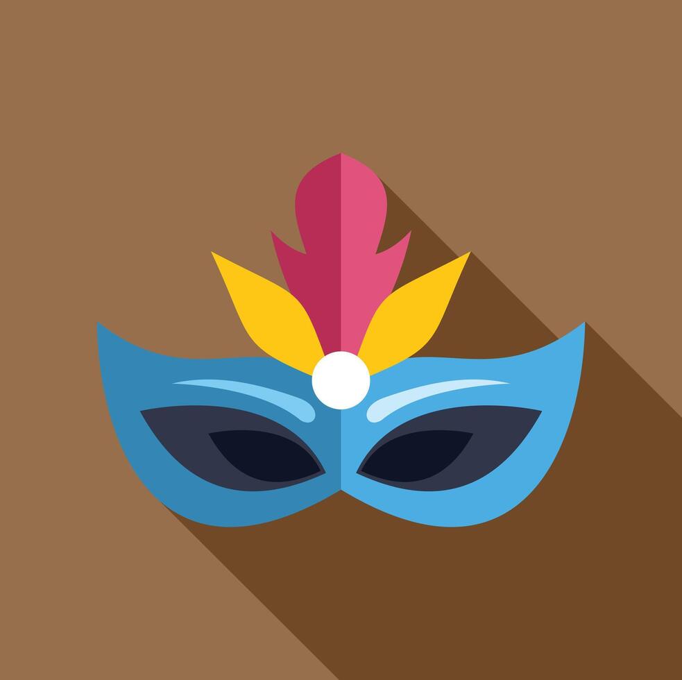 Blue carnival mask with colorful feathers and pearl showing mystery and festivity vector