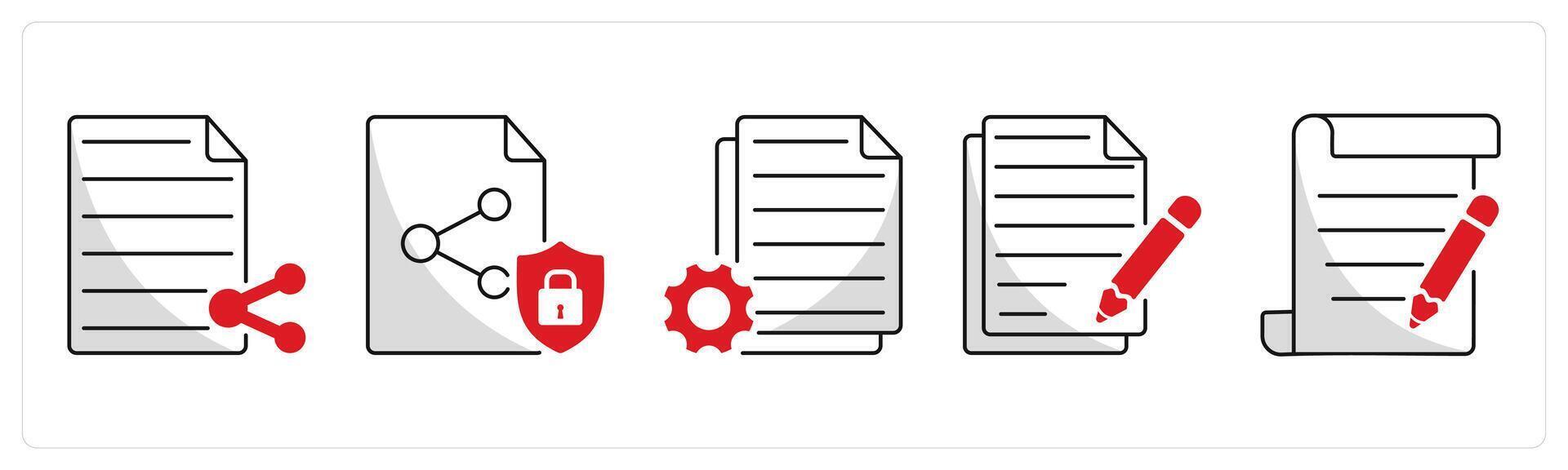 A set of 5 web design icons as file sharing, file sharing security vector