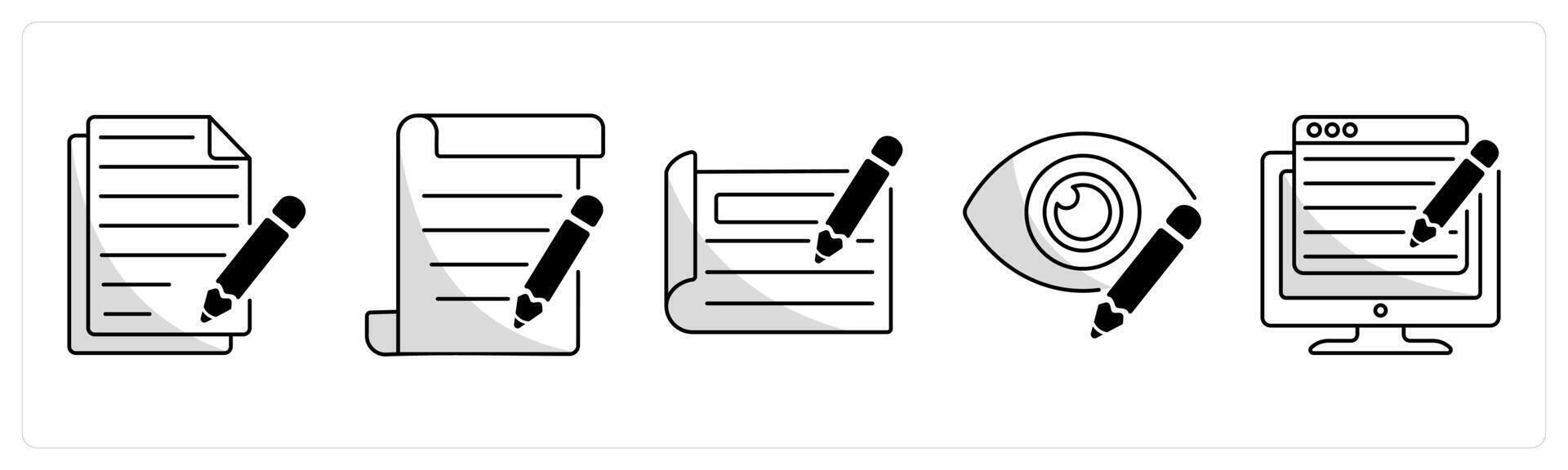 A set of 5 web design icons as copywriting, script, web blueprint vector