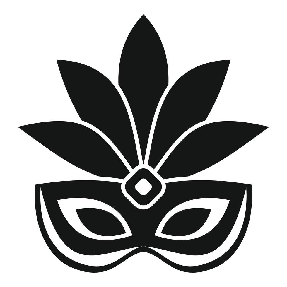 Black mardi gras mask with feathers symbolizing festive celebration vector