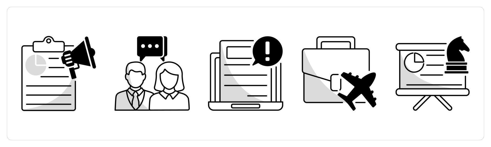 A set of 5 business icons as business marketing, business communication, business information vector