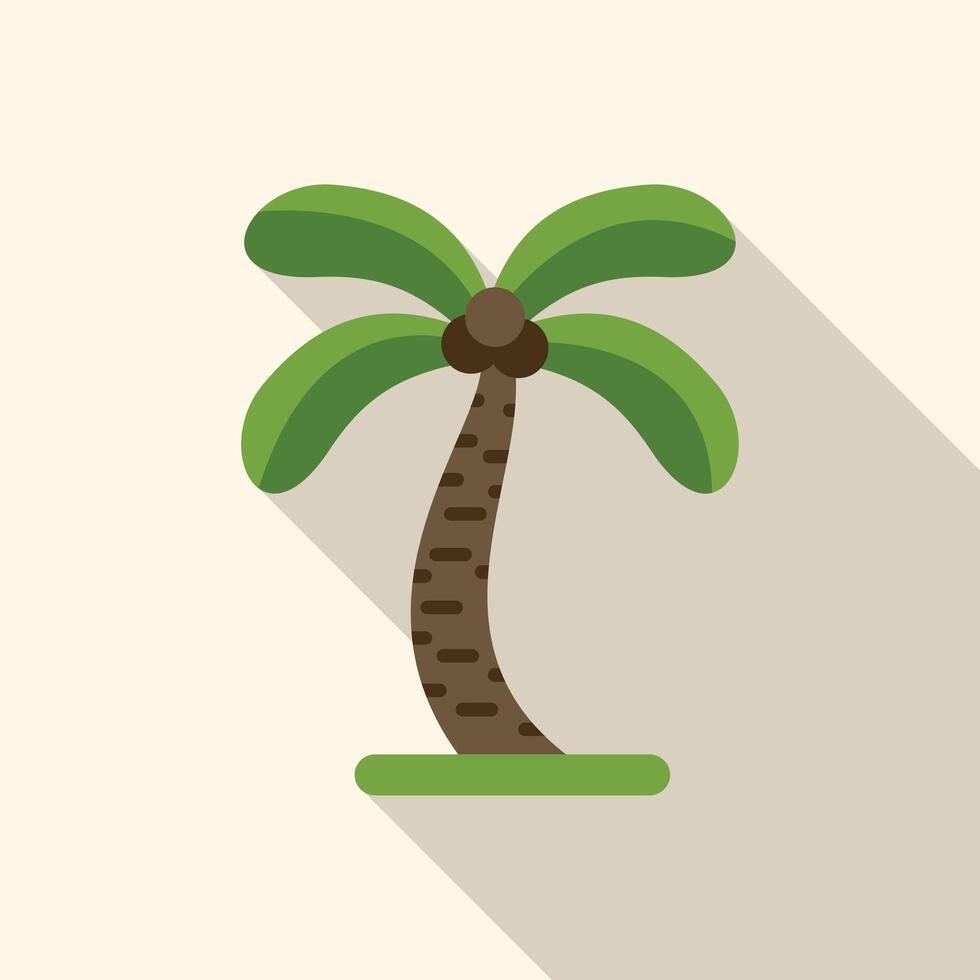 Green stylized coconut palm tree growing on tropical island vector