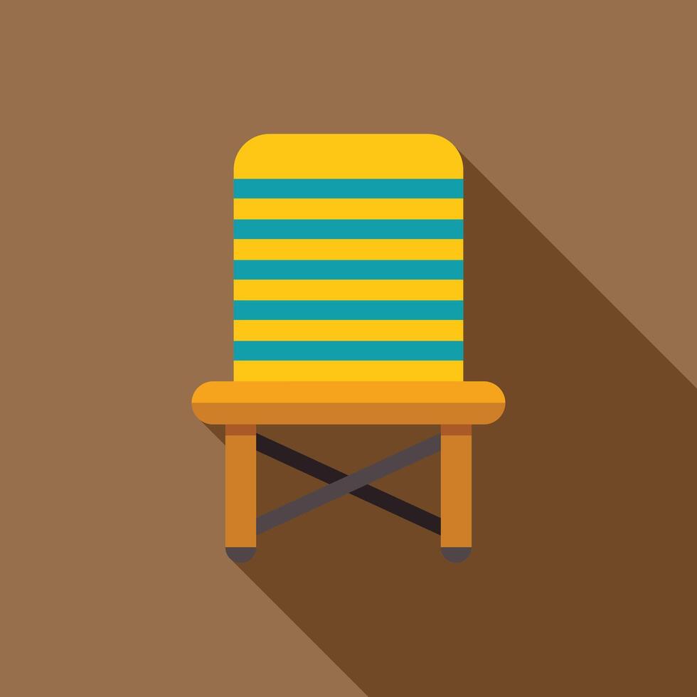 Yellow striped folding chair casting long shadow on brown background vector