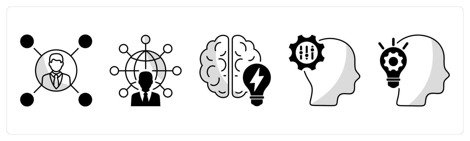A set of 5 business icons as affiliate business, communication and network, brainstorming vector