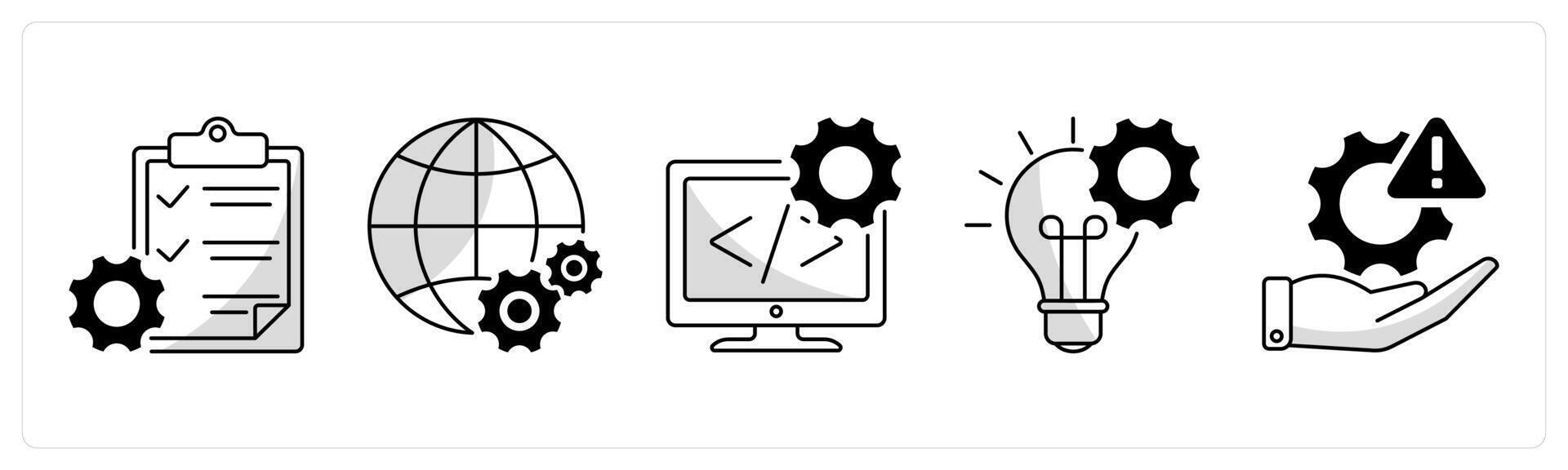 A set of 5 business icons as project management, global setting, development vector
