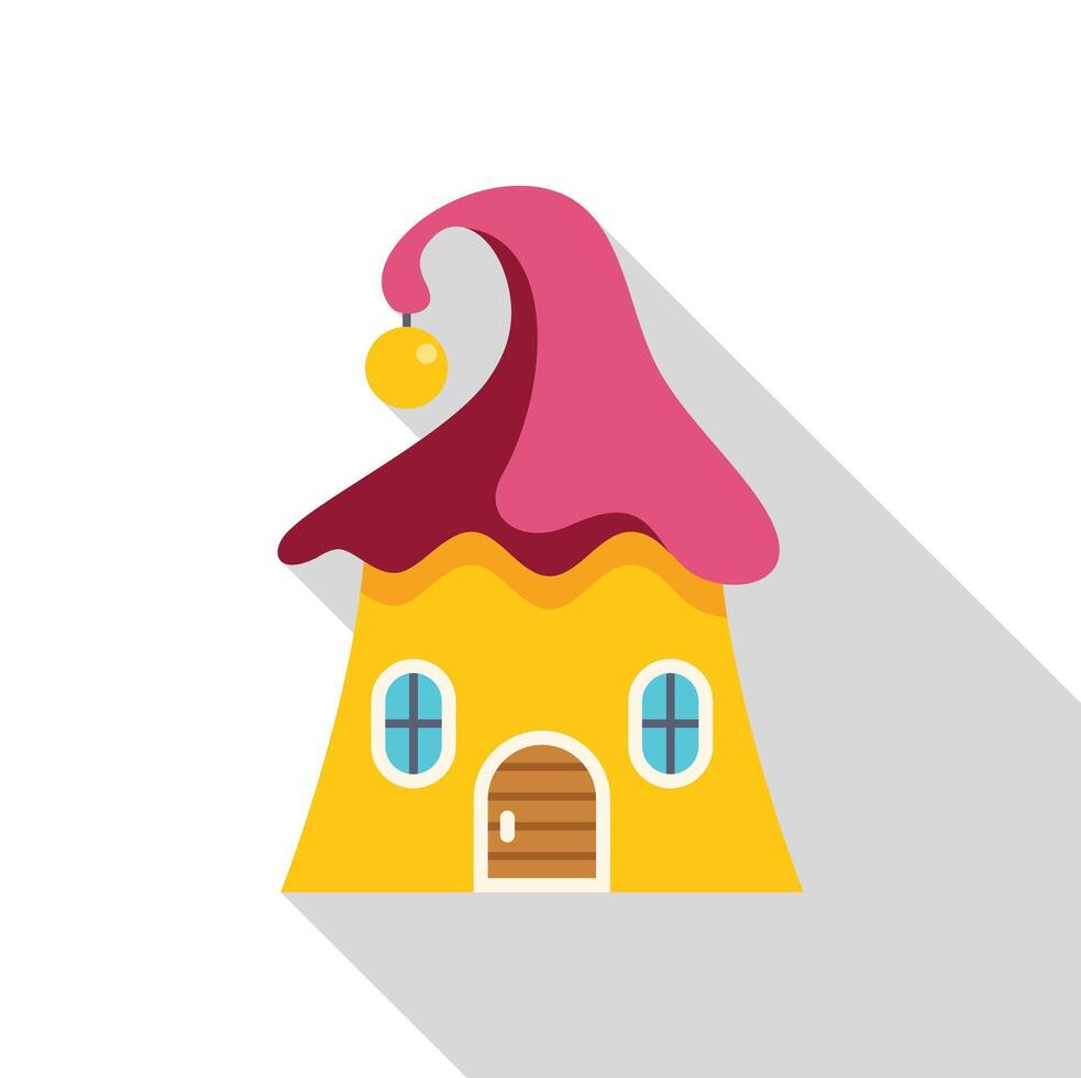 Whimsical gnome house with pink roof and golden orb vector