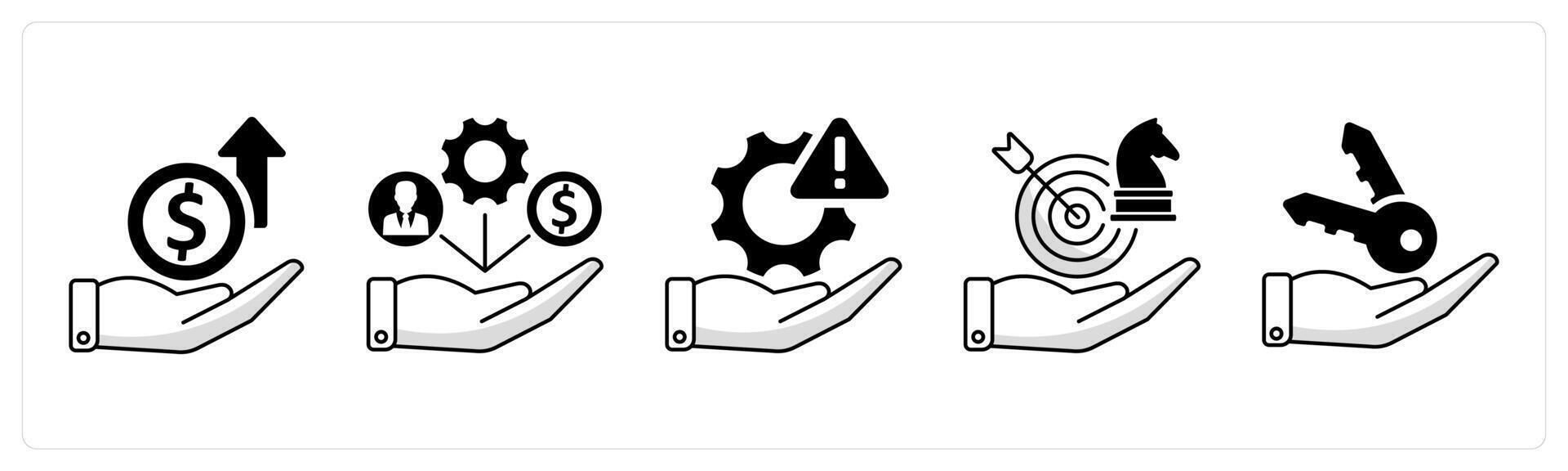 A set of 5 business icons as expenses, resource allocation, risk management vector