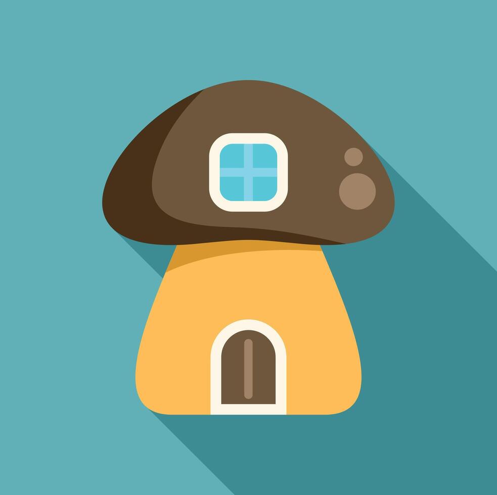 Mushroom house with brown roof and window displaying cozy charm vector
