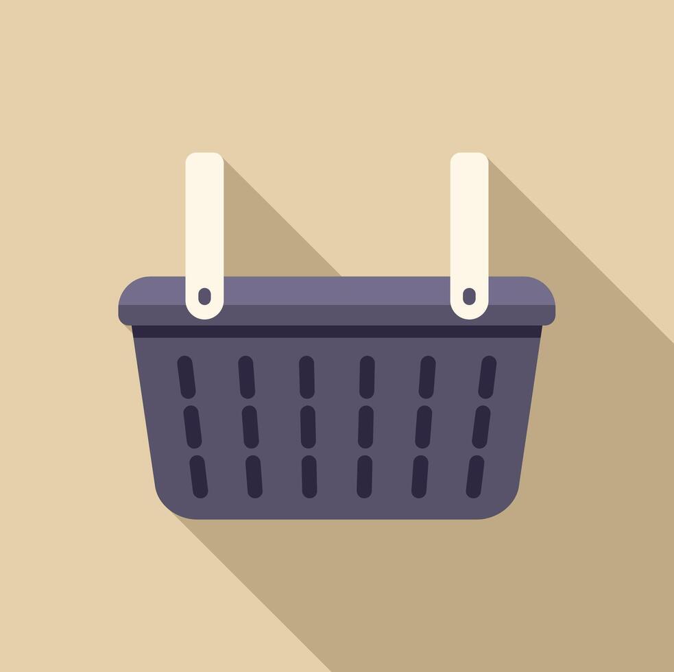 Empty shopping basket with handles up and long shadow vector
