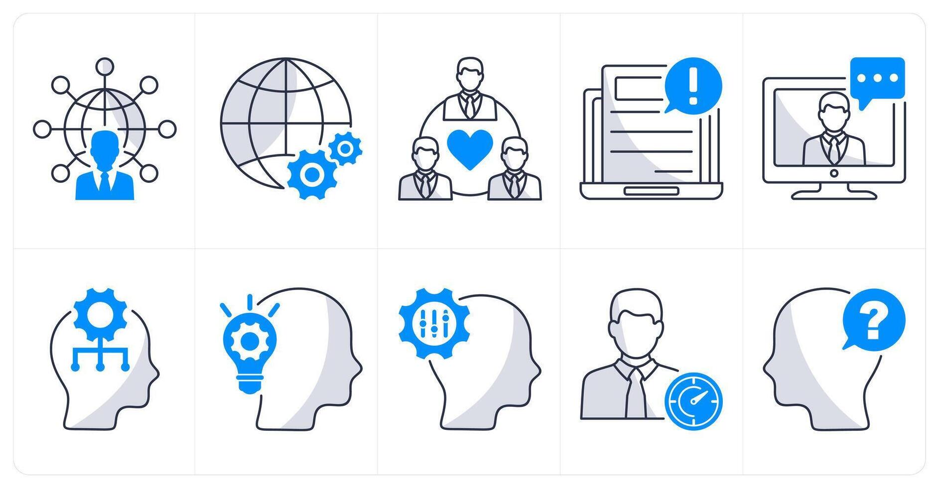 A set of 10 business icons as communication and network, global setting, business relationship vector