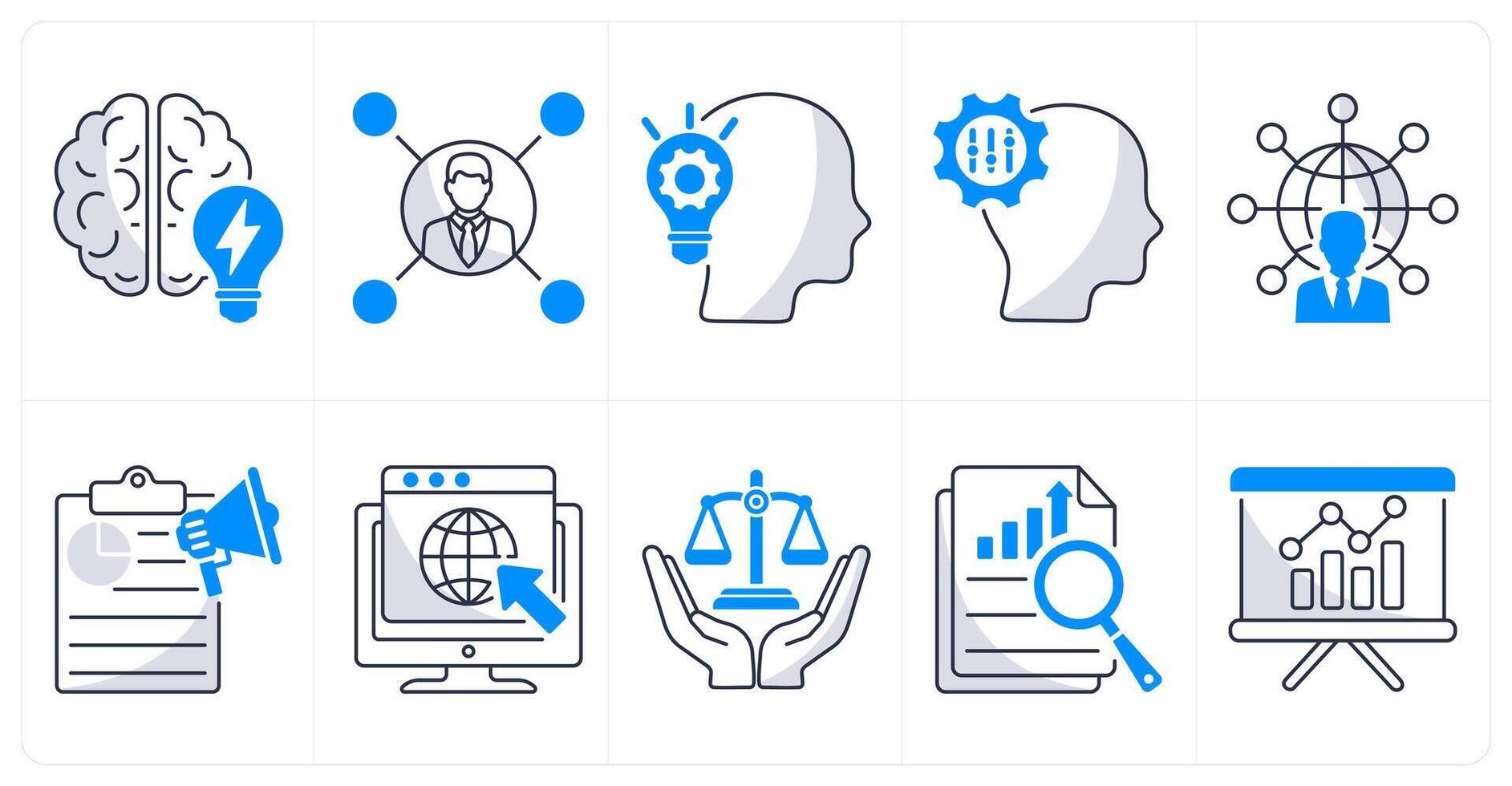 A set of 10 business icons as brainstorming, affiliate business, creativity vector