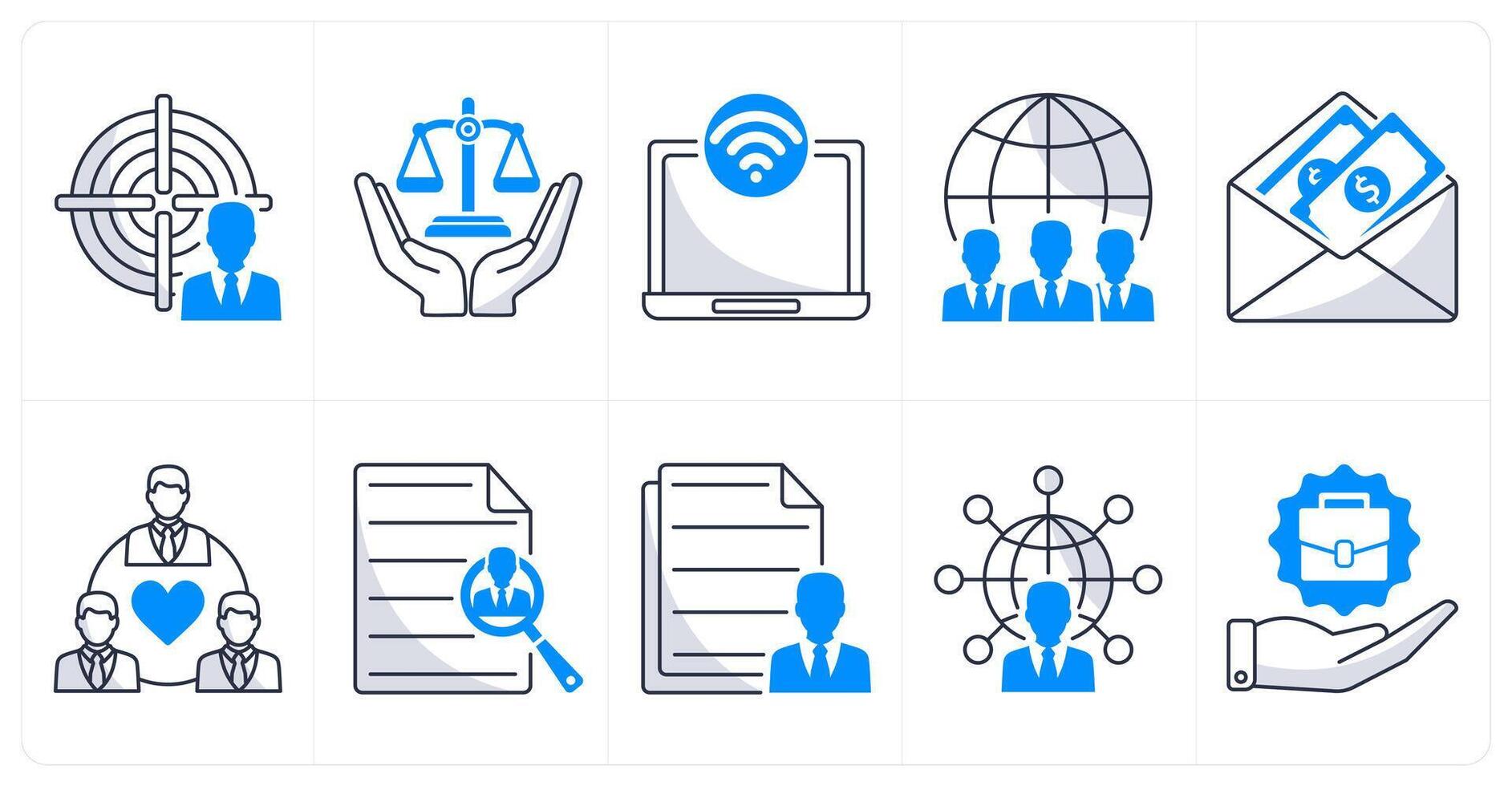 A set of 10 business icons as business hunting, business ethics, internet access vector